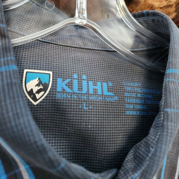 KÜHL Plaid Long-Sleeve Western Pearl Snap Shirt L- BLACK BLUE - Picture 5 of 6